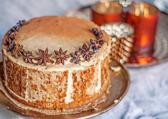 christmas cake with nuts and raisins