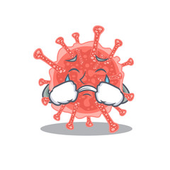 Cartoon character design of oncovirus with a crying face