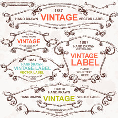 Vintage vector set: hand drawn design elements and frames