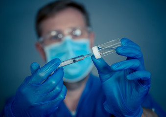 Scientist working on the development of the COVID-19 Vaccine. Coronavirus immunization treatment.