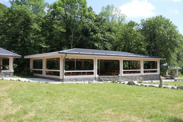 gazebo for recreation empty of wooden beams