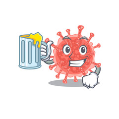 A cartoon concept of oncovirus rise up a glass of beer