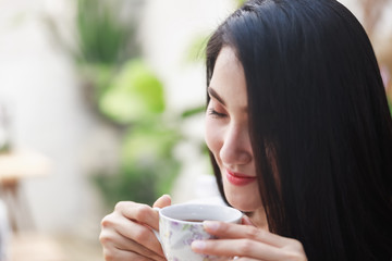 beautiful women drinking tea