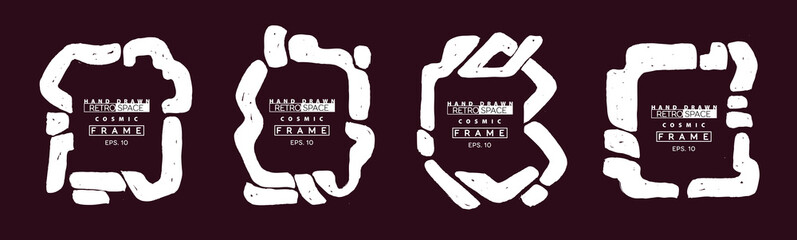 Set of Grunge Graffiti Style Frames Hand Drawn with a Brush