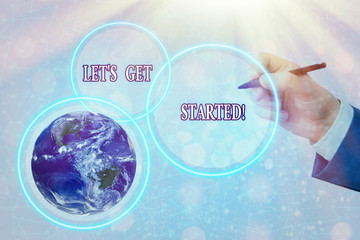 Conceptual hand writing showing Let Get Started. Concept meaning encouraging someone to begin doing...