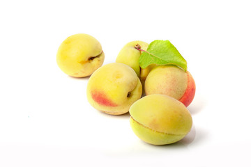 Isolated apricots. Fresh apricot fruits isolated on white background