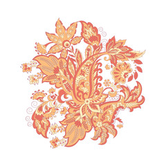 Floral Paisley colorful vector ornament. Isolated Pattern 