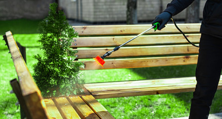 Coronavirus Quarantine. Disinfection and decontamination on a public place as a prevention against...
