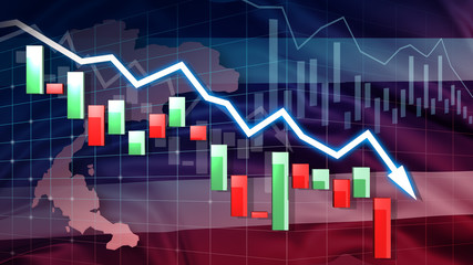 down trend stock market in graphic concept