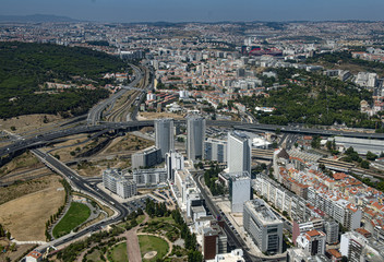 Lisbon aerial view form the plane