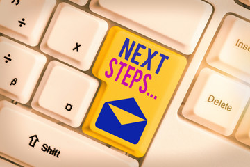 Conceptual hand writing showing Next Steps. Concept meaning something you do or plan after you have...