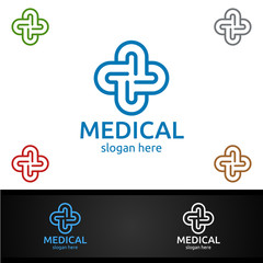 Cross Medical Hospital Logo for Emergency Clinic Drug store or Volunteers Concept