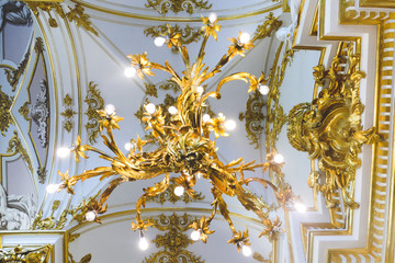 golden chandelier in a Russian church