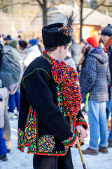 Holiday Hutsul clothes. Bright casing and hat