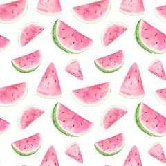Behang Watermeloen Aquarel watermeloen patroon