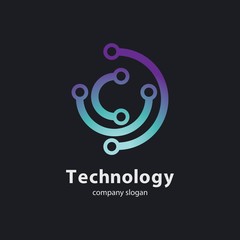 Circular technology circuit icon logo