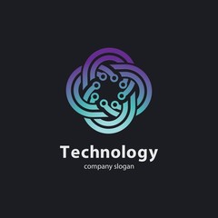 Circular technology circuit icon logo