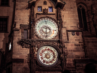 Night Prague - View of the Astronomical Clock