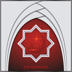 Eid Mubarak Greeting Card with a mandala, template for menu, invitation, poster, banner, card for the celebration of the Muslim community festival