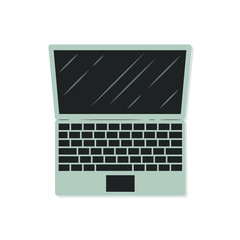 Opened laptop. Top view. Vector illustration. Isolated object on a white background. Flat design.