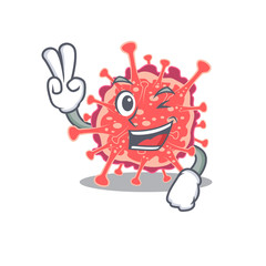 Happy polyploviricotina cartoon design concept with two fingers