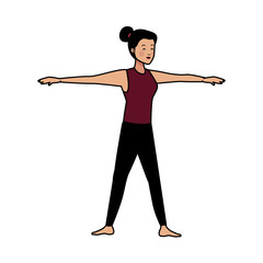 young woman practicing exercise character