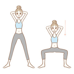 Illustration of a woman doing wide squats