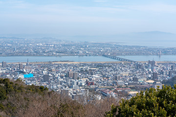 眉山公園の展望台から見る徳島市街の風景