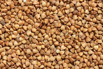 Solid background of fried buckwheat