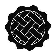 Vector logo for pie shop with a pie isolated on a white background. Simple pie icon or logotype for bakery, pastry or cake shop, confectionery, cafe, cakes house, bakeshop. Flat design.