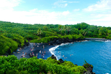 Black beach on Maui, Hawaii