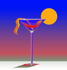 glass of martini with blue background