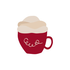 Whipped cream in a cup of coffee drawing.