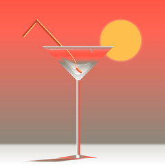 martini glass on the sunset