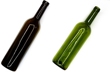 wine bottles on white background