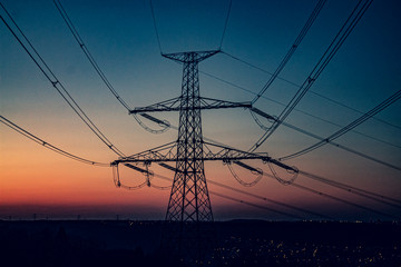 high voltage post,High voltage tower sky sunsetbackground