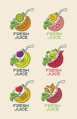set of logos fresh juice