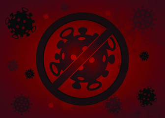 Abstract red coronavirus background. Coronavirus Protection 2019-nCoV. Stop coronavirus symbol.
