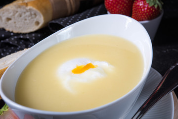 Delicious spring white asparagus soup