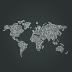 Vector Dotted World Map Background Light and Dark Grey for Presentations. Continents: Europe, Asia, Australia, America, Africa