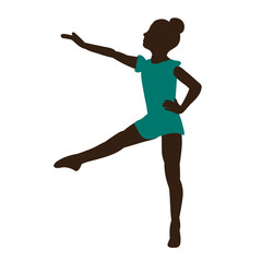 Fototapeta na wymiar silhouette in colored clothes girl gymnast stretching