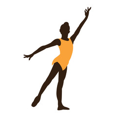 Fototapeta na wymiar vector, isolated, silhouette in colored clothes girl gymnast, acrobatics, stretching