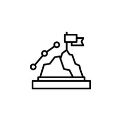 Achievement icon. Flag on the top of Mountain icon. Mission sign. Career advancement symbol. Trendy Flat style for graphic design, Web site, UI. EPS10. - Vector illustration