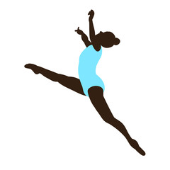 isolated, silhouette in colored clothes gymnast jumping