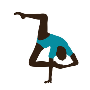 recommend clip art: vector, isolated, silhouette in colored clothes gymnast