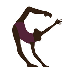 Fototapeta premium vector, isolated, silhouette in colored clothes gymnast girl stretching