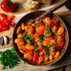 Rustic giant beans with fresh tomato sauce