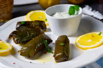Dolmades - stuffed grape leaves the Greek way