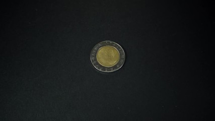 One Euro coin replaced with a Five hundred Lire coin, Italexit concept