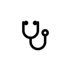 Stethoscope Icon. Medical & Health Care Symbol Glyph Vector illustration. Diagnostic symbol. Doctor item, hospital pictogram, flat vector sign isolated on white background.